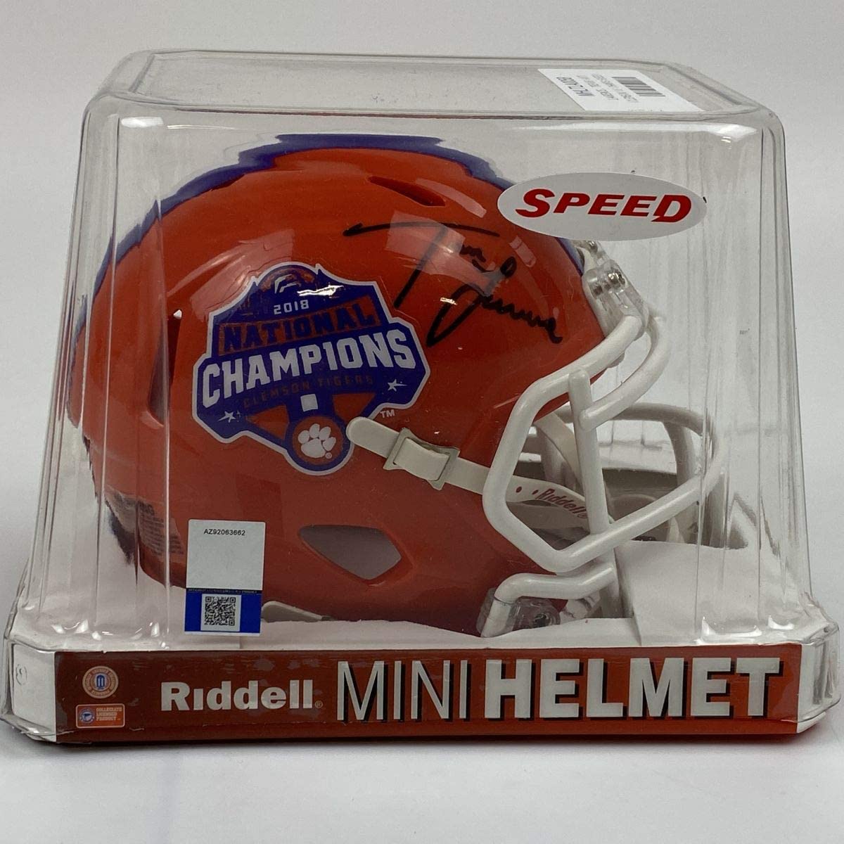 Autographed/Signed Trevor Lawrence Clemson Tigers 2018 National Champions Mini College Football Helmet Fanatics COA