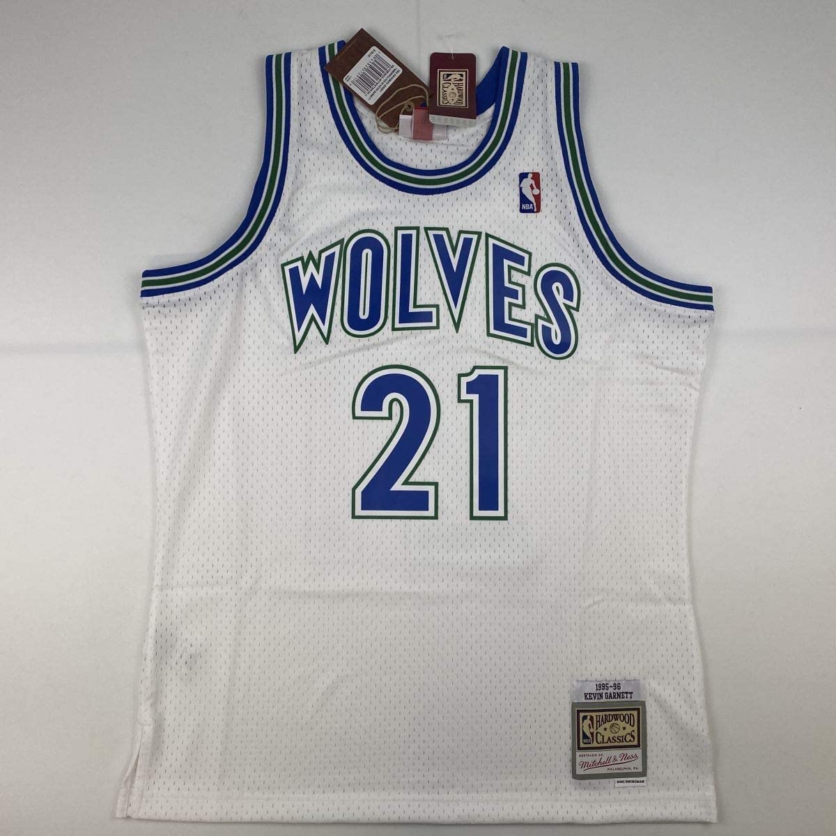 Autographed/Signed Kevin Garnett Minnesota Timberwolves White Authentic Mitchell & Ness Basketball Jersey Fanatics COA