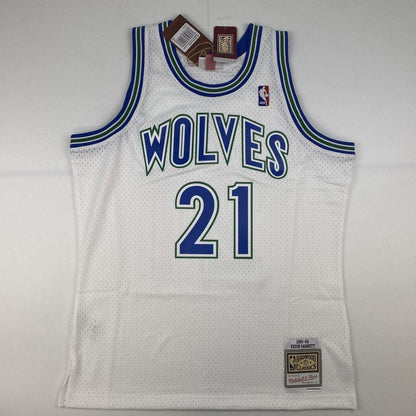 Autographed/Signed Kevin Garnett Minnesota Timberwolves White Authentic Mitchell & Ness Basketball Jersey Fanatics COA