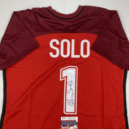 Autographed/Signed Hope Solo Red Soccer Team USA World Cup Jersey JSA COA