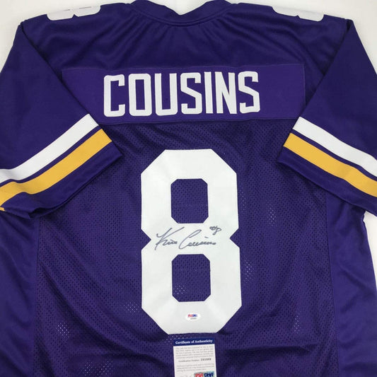 Autographed/Signed Kirk Cousins Minnesota Purple Football Jersey PSA/DNA COA