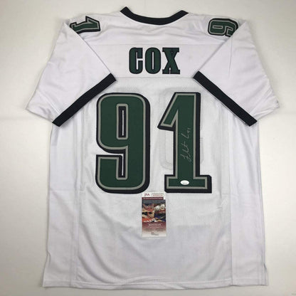 Autographed/Signed Fletcher Cox Philadelphia White Football Jersey JSA COA