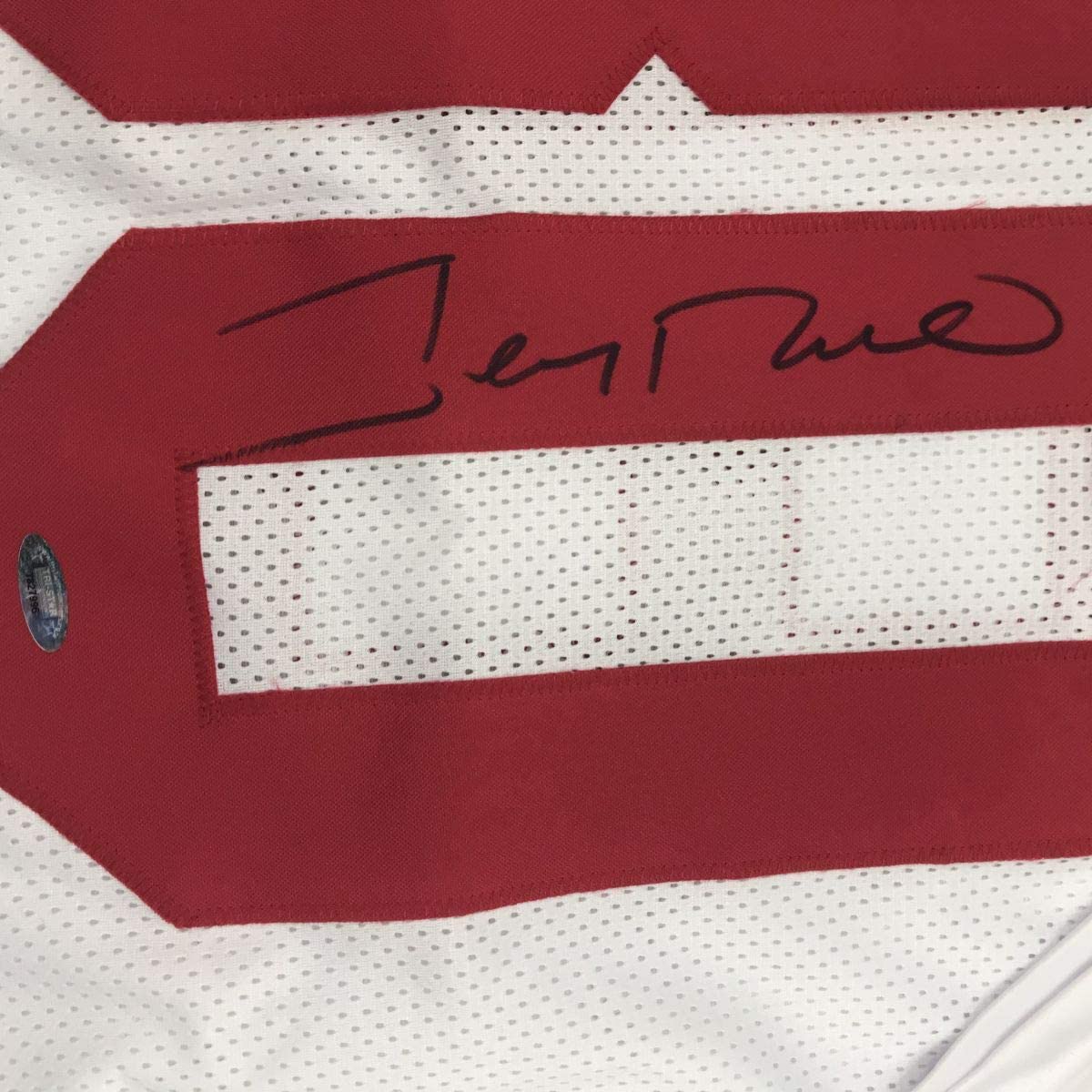 Autographed/Signed Jerry Rice San Francisco White Football Jersey Tristar COA