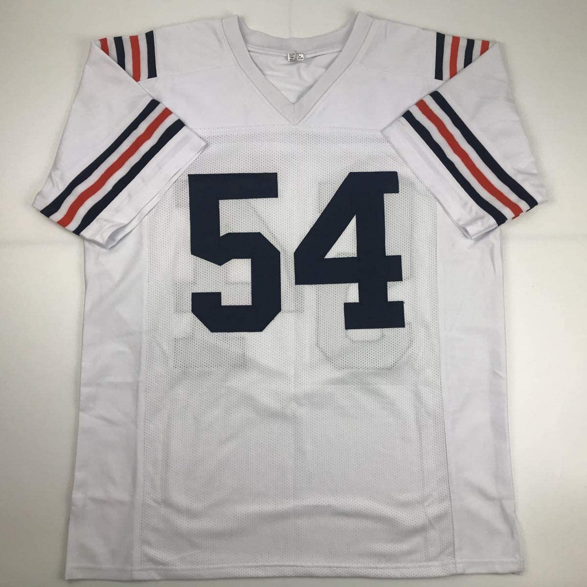 Autographed/Signed Brian Urlacher Chicago Retro White Football Jersey Beckett BAS COA