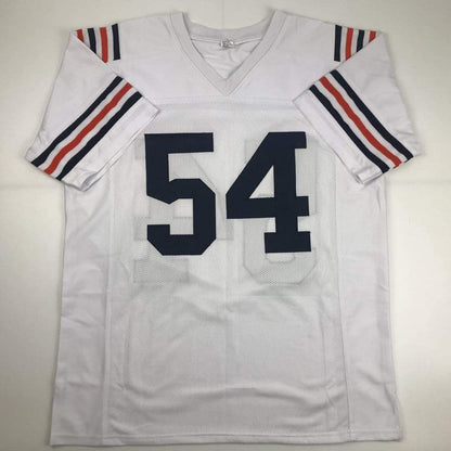 Autographed/Signed Brian Urlacher Chicago Retro White Football Jersey Beckett BAS COA