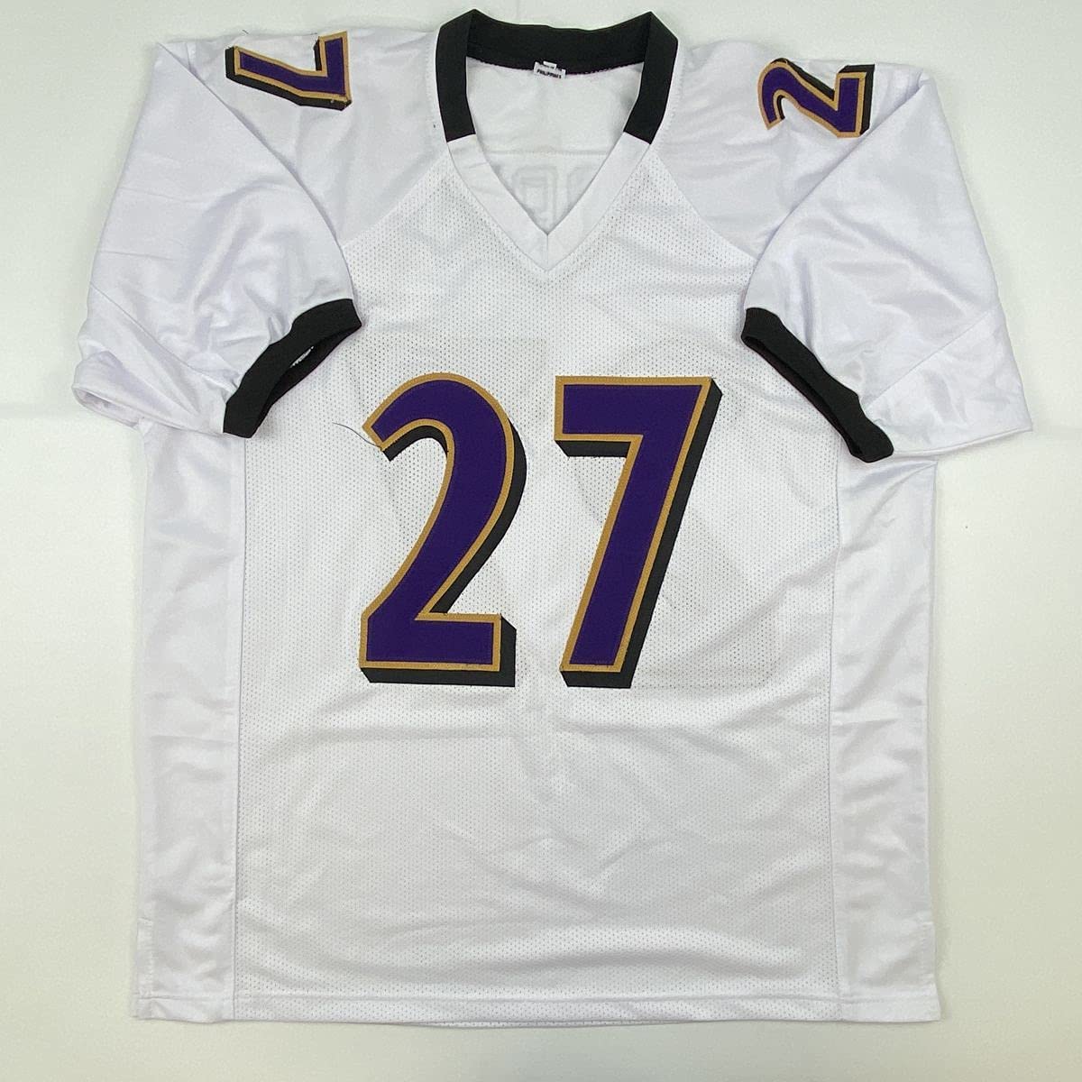 Autographed/Signed JK J.K. Dobbins Baltimore White Football Jersey JSA COA