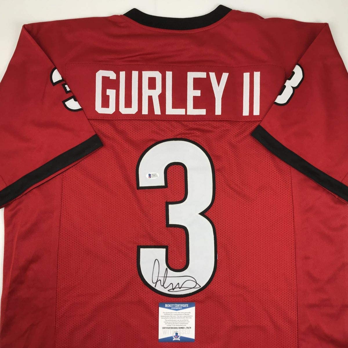 Autographed/Signed Todd Gurley Georgia Red College Football Jersey Beckett BAS COA