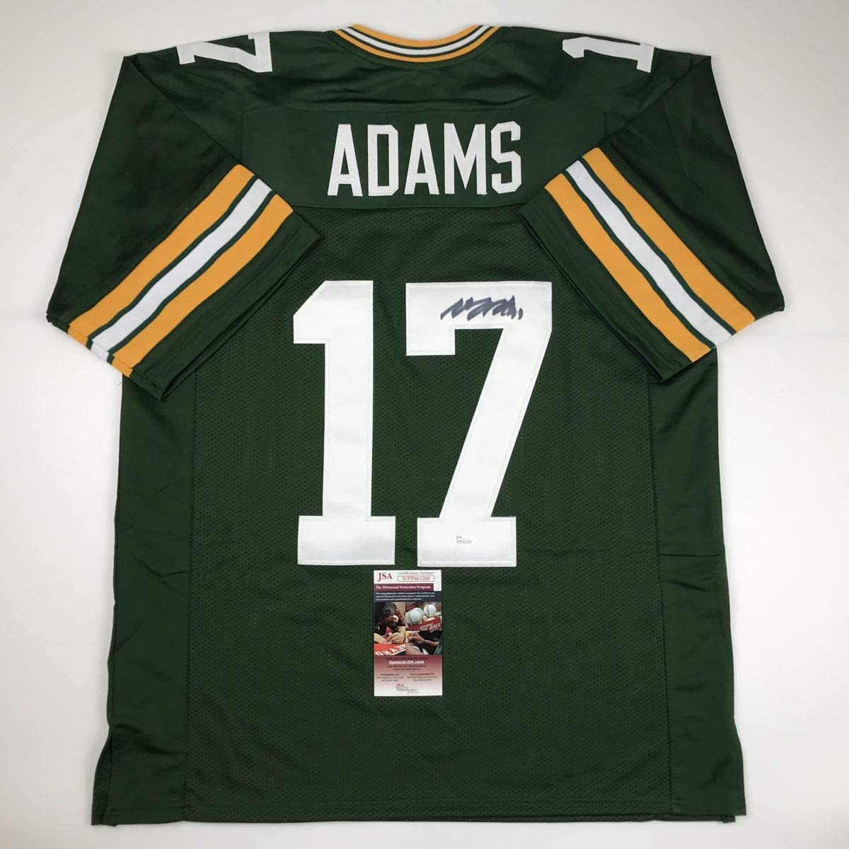 Autographed/Signed Davante Adams Green Bay Green Football Jersey JSA COA #2