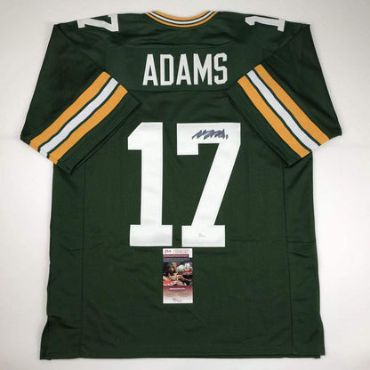 Autographed/Signed Davante Adams Green Bay Green Football Jersey JSA COA #2