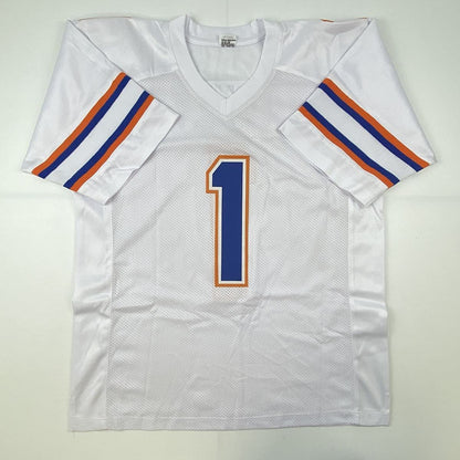 Autographed/Signed Kadarius Toney Florida White College Football Jersey JSA COA