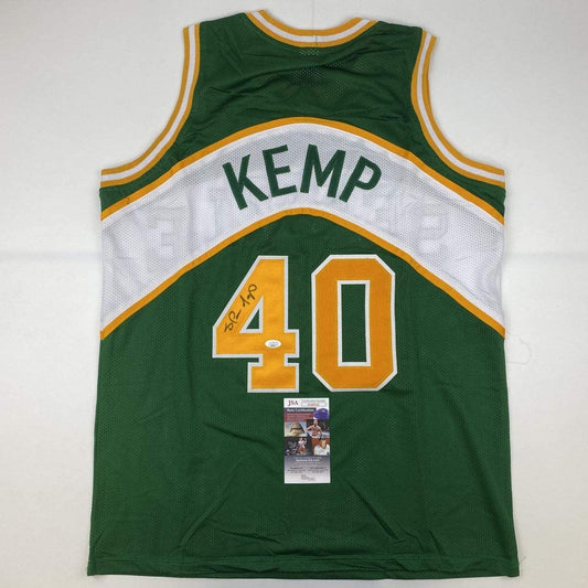 Autographed/Signed Shawn Kemp Seattle Green Basketball Jersey JSA COA