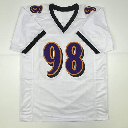 Autographed/Signed Tony Siragusa Baltimore White Football Jersey JSA COA