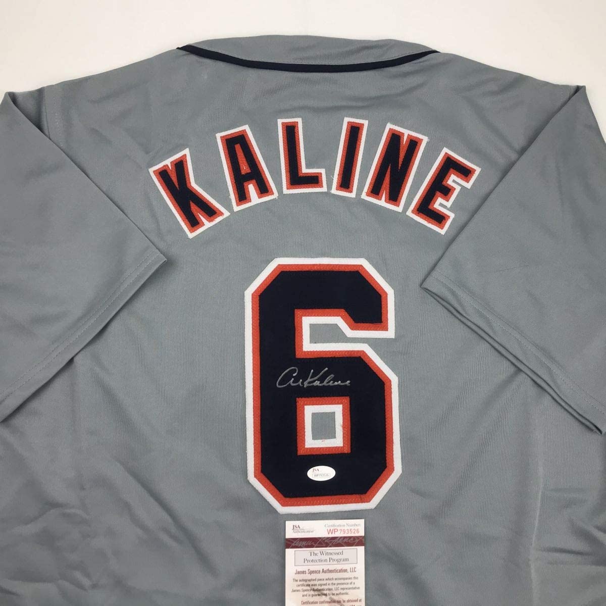 Autographed/Signed Al Kaline Detroit Grey Baseball Jersey JSA COA