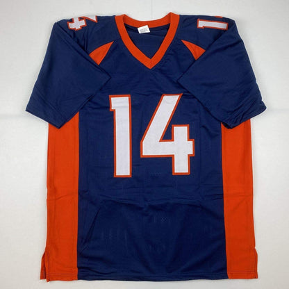 Autographed/Signed Courtland Sutton Denver Blue Football Jersey PSA/DNA COA