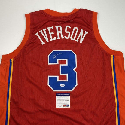 Autographed/Signed Allen Iverson Syracuse Nationals Nats Red Basketball Jersey PSA/DNA COA