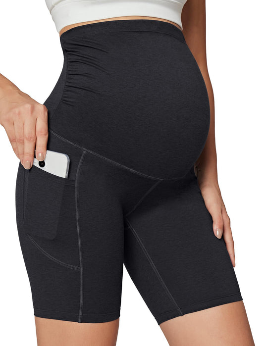 Heathyoga Maternity Leggings with Pockets Pregnancy Leggings for Women Maternity Workout Leggings Maternity Yoga Pants Charcoal Grey