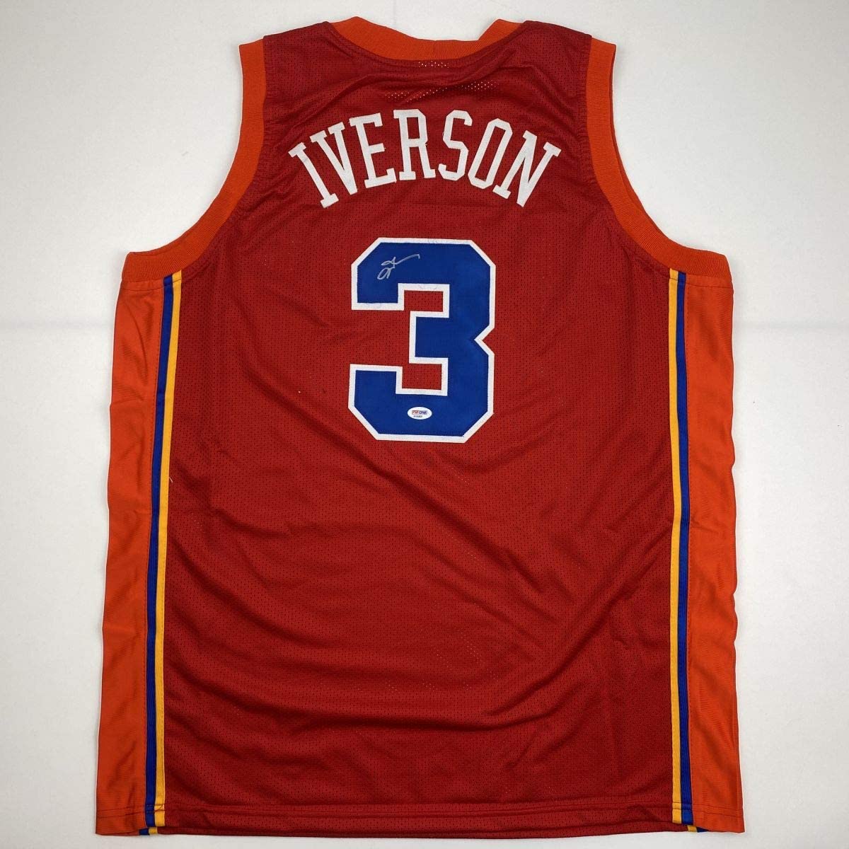 Autographed/Signed Allen Iverson Syracuse Nationals Nats Red Basketball Jersey PSA/DNA COA