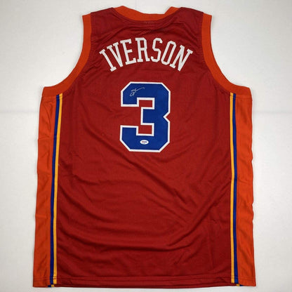 Autographed/Signed Allen Iverson Syracuse Nationals Nats Red Basketball Jersey PSA/DNA COA