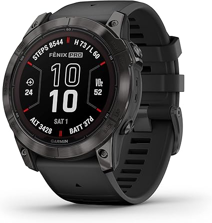 Garmin f€Ònix 7X Pro Sapphire Solar, Multisport GPS Smartwatch, Built-in Flashlight, Solar Charging Capability, 010-02778-10, Black