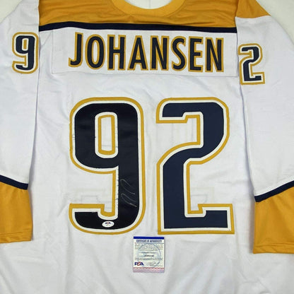 Autographed/Signed Ryan Johansen Nashville White Hockey Jersey PSA/DNA COA