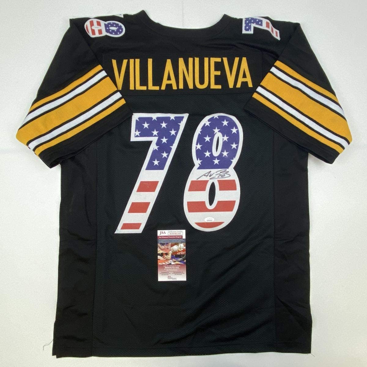 Autographed/Signed Alejandro Villanueva Pittsburgh Black USA Football Jersey JSA COA