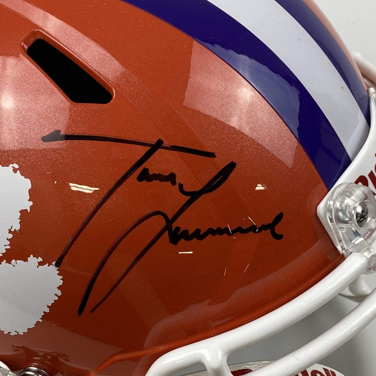 Autographed/Signed Trevor Lawrence Clemson Tigers Full Size FS F/S Replica College Football Helmet Fanatics COA