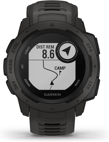 Garmin Instinct, Rugged Outdoor Watch with GPS, Features Glonass and Galileo, Heart Rate Monitoring and 3-Axis Compass, Graphite