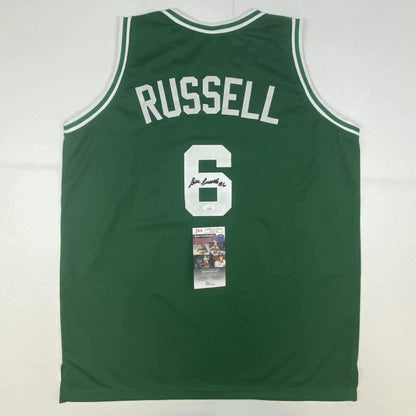 Autographed/Signed Bill Russell Boston Green Basketball Jersey JSA COA