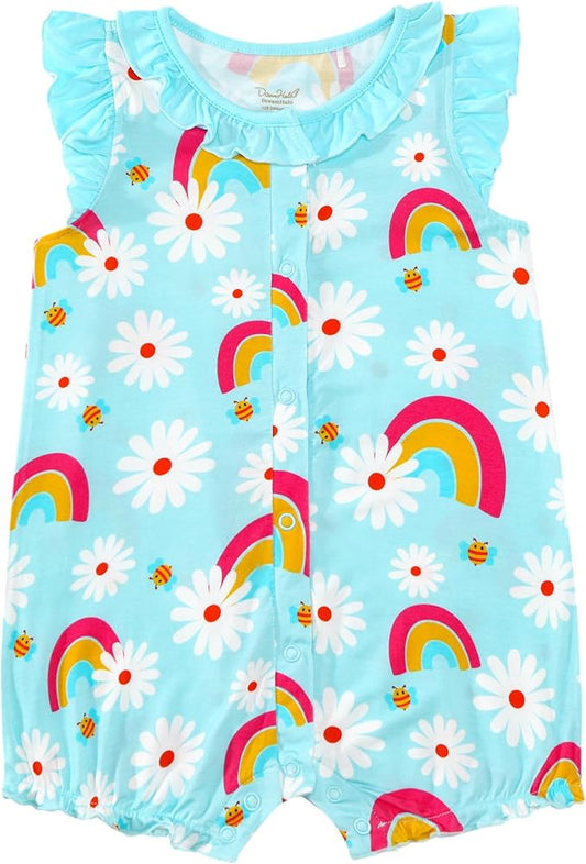 Baby Girl's Romper-Viscose Made from Bamboo, Ruffle Sleeve Jumpsuit Infant Rompers Summer Outfits Soft Clothes