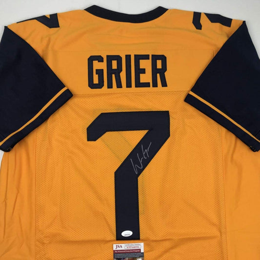 Autographed/Signed Will Grier West Virginia Yellow College Football Jersey JSA COA
