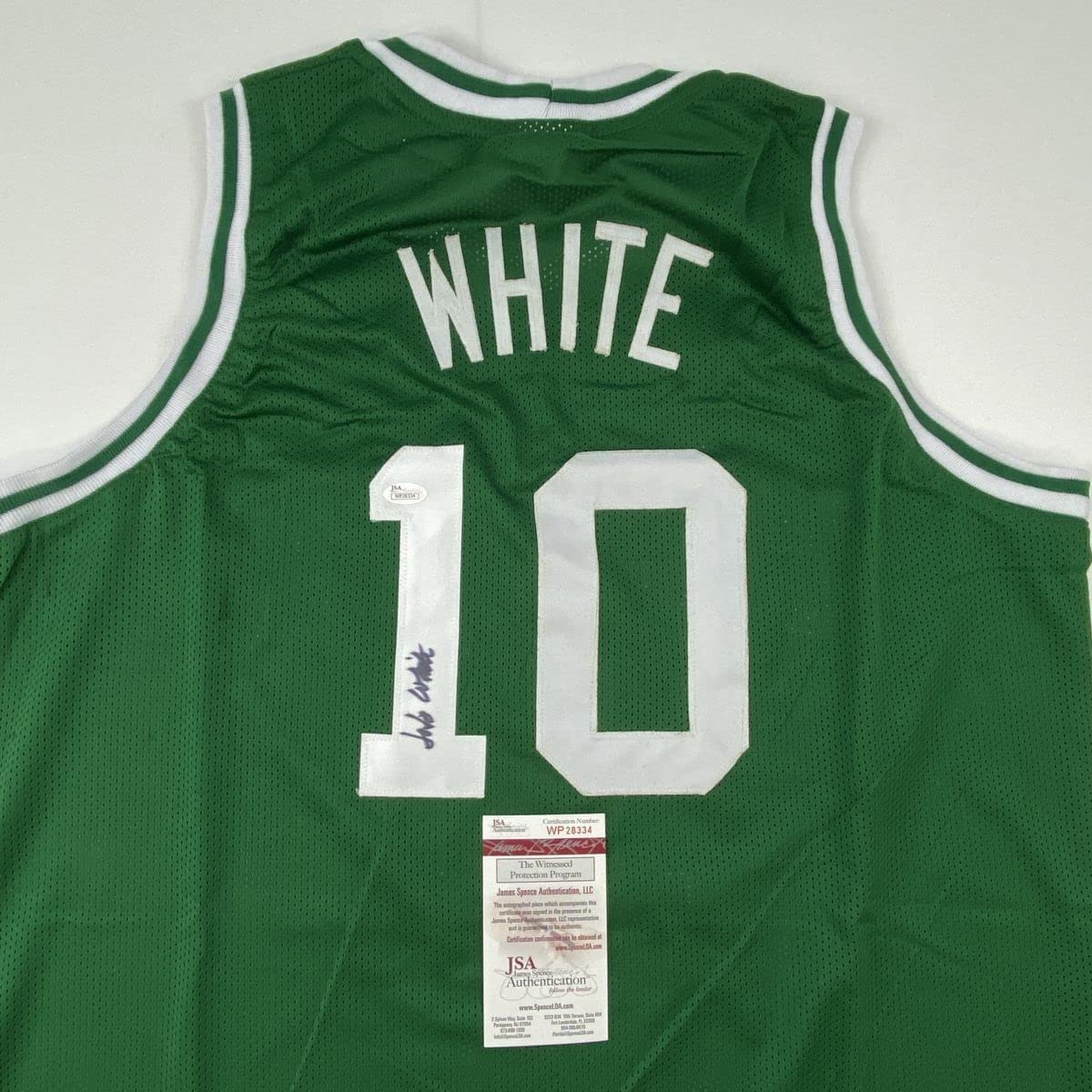 Autographed/Signed Jo Jo JoJo White Boston Green Basketball Jersey JSA COA
