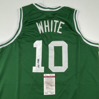 Autographed/Signed Jo Jo JoJo White Boston Green Basketball Jersey JSA COA