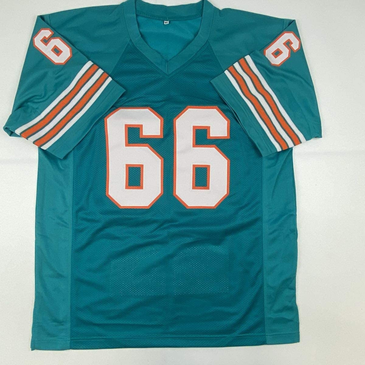Autographed/Signed Larry Little HOF 93 Miami Teal Stat Football Jersey JSA COA