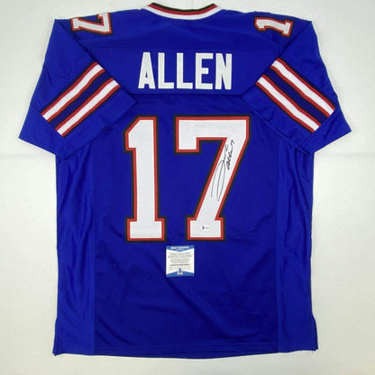 Autographed/Signed Josh Allen Buffalo Blue Football Jersey Beckett BAS COA