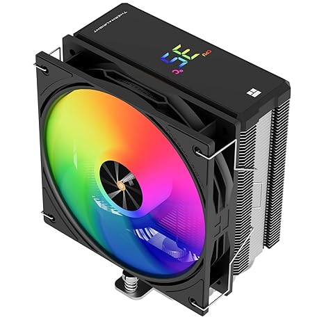 Thermalright Assassin X 120R Digital ARGB Black CPU Cooler, Digital Screen Top Cover, TL-P12-S PWM Quiet Fan CPU Air Cooler, Computer Heatsink Cooling, Support AM4/AM5, Intel LGA1851/1700/115X/1200