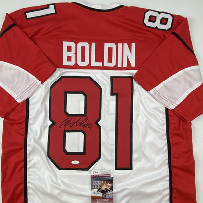 Autographed/Signed Anquan Boldin Arizona White Football Jersey JSA COA