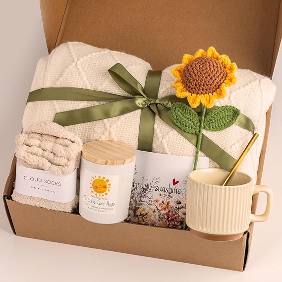 Gift Baskets for Women, Unique Birthday Gifts for Women, Best Friend Birthday Gifts, Get Well Soon Gift Basket•_ÎSending Sunshine Gifts Sunflower Gifts, Thinking of You Care Package