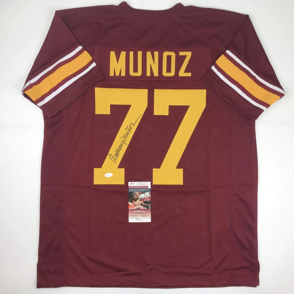 Autographed/Signed Anthony Munoz USC Maroon College Football Jersey JSA COA