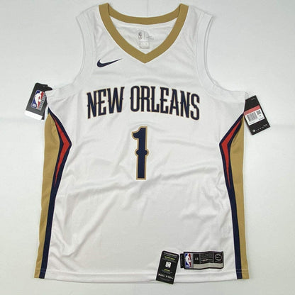 Autographed/Signed Zion Williamson New Orleans Pelicans White Swingman Nike Basketball Jersey Fanatics COA