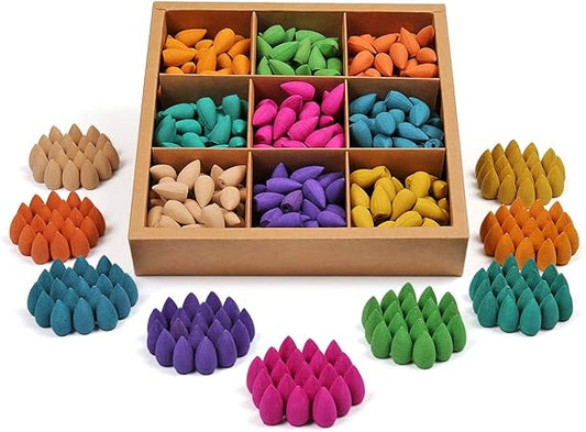 Backflow Incense Cones 360 Pcs of 100% Natural Scents Waterfall Tulip Jasmine Lavender Rose for Incense Burner Holder Natural | Meditation & Yoga Gift