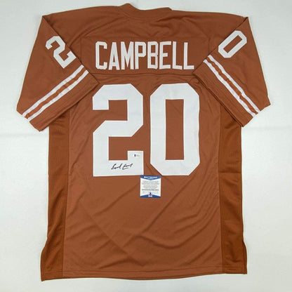 Autographed/Signed Earl Campbell Texas Orange Football Jersey Beckett BAS COA