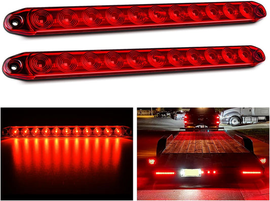 Nilight 2PCS 16Inch 11 LED Red Trailer Light Bar for Park Stop Turn signals Tail Brake Light DOT Compliant IP65 Waterproof Truck Trailer Marker ID Bar, 2 Years Warranty