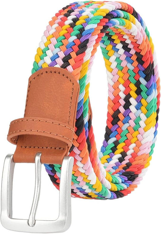 Belts Elastic Braided Multi Color Stretch Belt - Casual Pants Jeans Woven Golf Belt for Men & Women