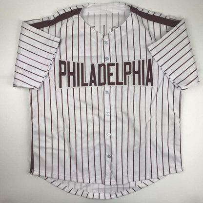 Autographed/Signed Steve Carlton Philadelphia Pinstripe Baseball Jersey JSA COA