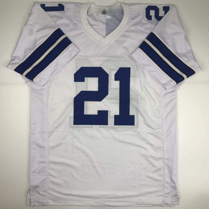 Autographed/Signed Ezekiel Elliott Dallas White Football Jersey PSA/DNA COA