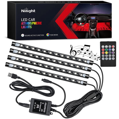 Car Under Dash LED Strips & Cup Holder Coaster Interior Lights BUNDLE