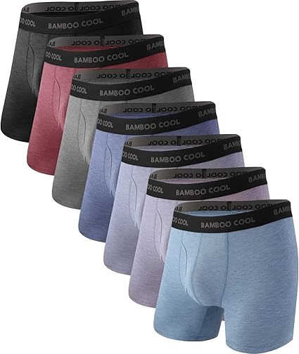 BAMBOO COOL Men's Ultra Breathable Underwear, No Riding Up Boxer Briefs with ComfortFlexible Waistband, Multipack