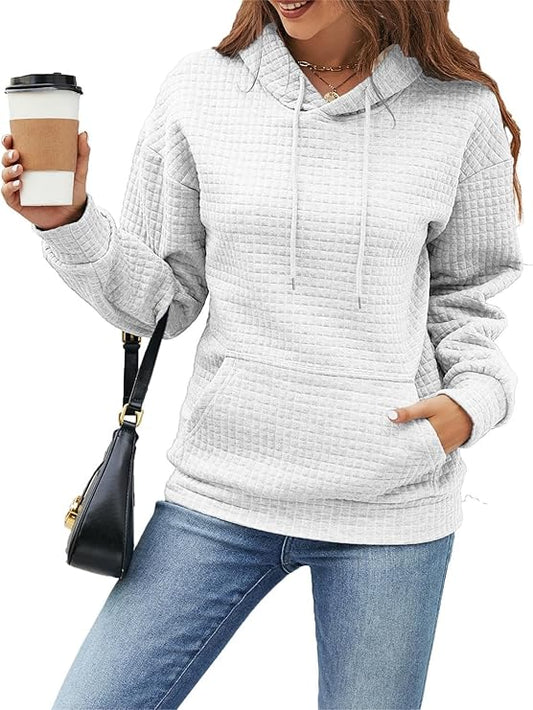 Sweatshirt for Women Fall Fashion Waffle Hoodies Warm Clothes Pullover Lightweight Shirts Comfy Winter Clothes