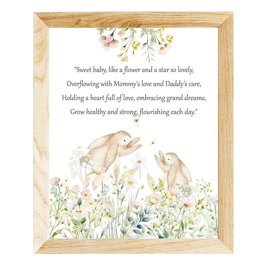Bunny Nursery Room Decor Watercolor Prints Animal - Gift Wall Art for Baby Girl Boy Kids 8X10 Unframed