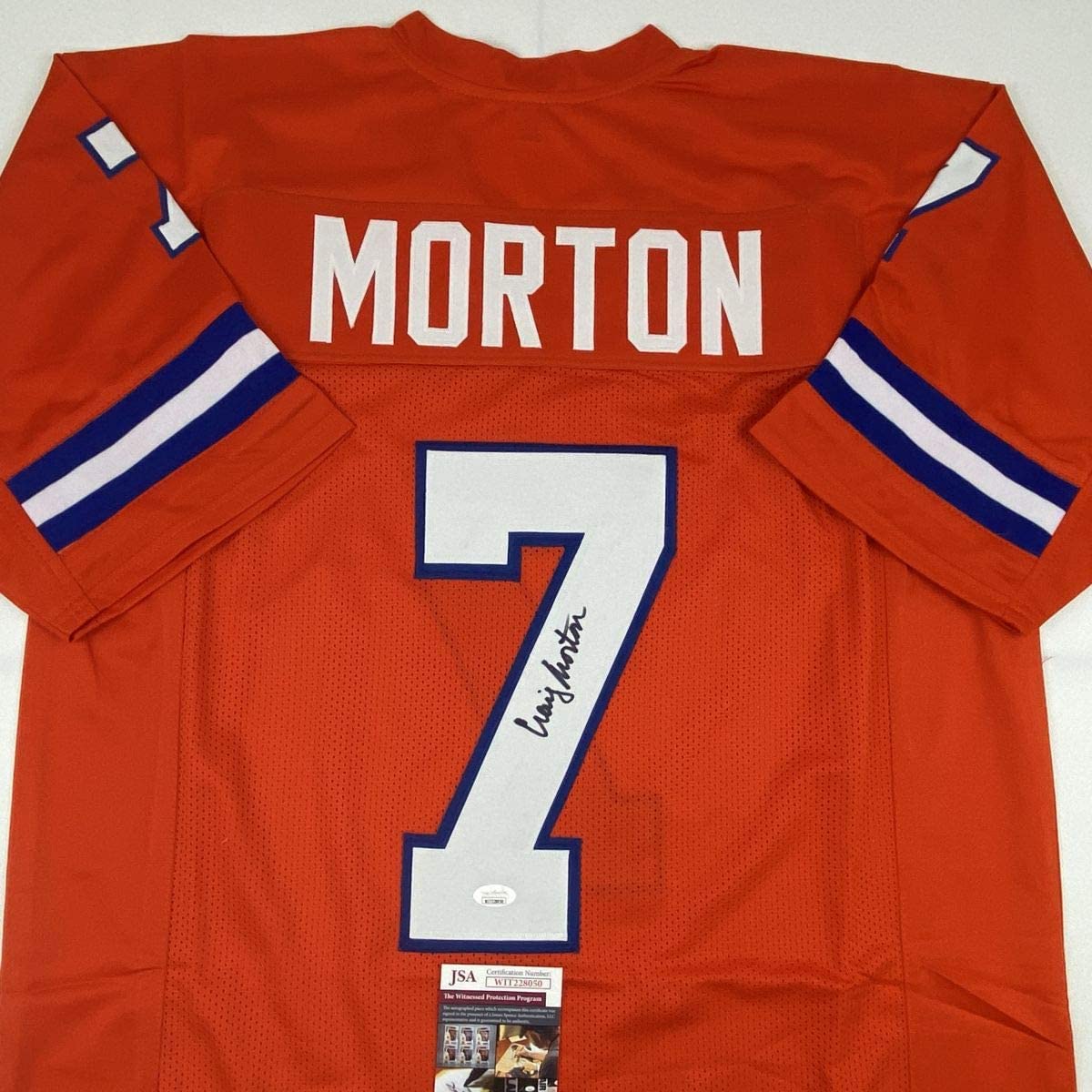 Autographed/Signed Craig Morton Denver Orange Football Jersey JSA COA